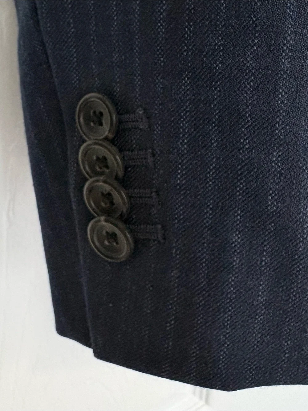 Banana Republic Men's Navy Wool Pinstripe Two-Button Suit Jacket and Pants Set